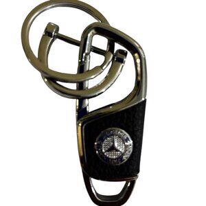 Mercedes-Benz Luxury Leather & Chrome Keychain (A1)